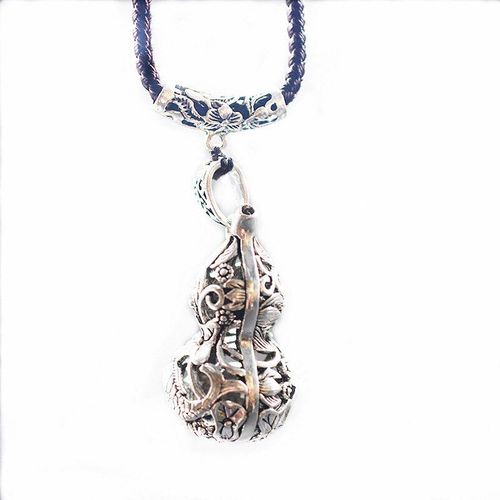 Collier En Argent Thaïlandais, Pendentif Vintage, Gourde Creuse, Bijoux Pour Femmes