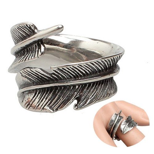Bague Ouverte En Titane, En Acier, Avec Plumes, Bijoux, Livraison Directe