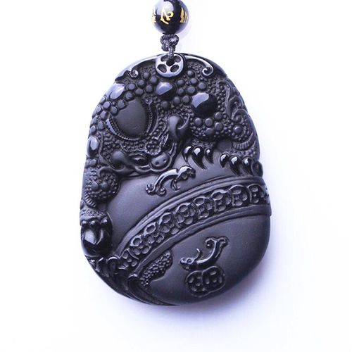 Collier En Argent Obsidienne Noire Pixiu, Pendentif En Jade, Amulette Porte-Bonheur, Bijoux En Jade