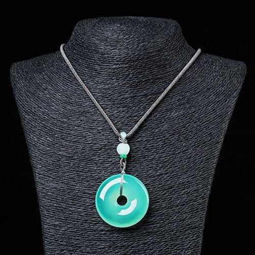 Collier En Jade Violet, Pendentif Circulaire, Bijoux Porte-Bonheur Avec Chaîne En Jade