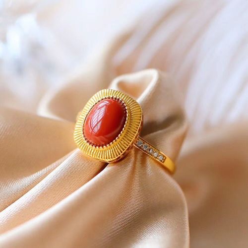 Bague En Agate Rouge Du Sud, Ovale, Carré, Couleur Pleine De Viande, Argent S925, Dorure Incrustée, Artisanat Populaire, Design Original, Nouveau