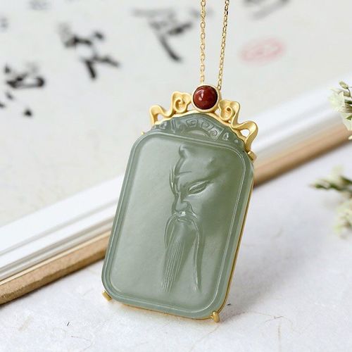 Pendentif En Argent Sterling S925 Hetian Gris Jade, Plaque De Tranquillité Et De Paix, Guan Gong Élégant Rétro, Ornement Cadeau
