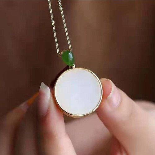 Pendentif En Jade Blanc Hétian Naturel, Collier Artisanal Vintage En Argent Sterling S925, Grand Nom Simple