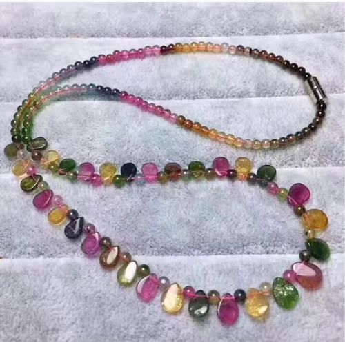 Collier En Pierre Naturelle Tourmaline Avec Pendentif Goutte De Pluie, Collier De Princesse Pour Femmes, Bijoux Cadeau D'anniversaire, Vente En Gros