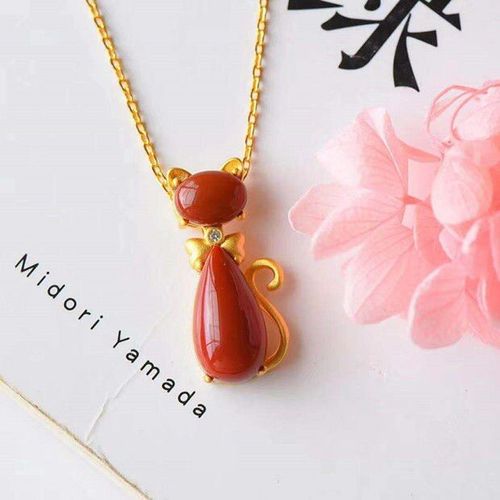 Pendentif En Argent Sterling S925, Or Ancien Incrusté D'agate Rouge Du Sud, Collier De Chat Assorti À Tout, Clavicule