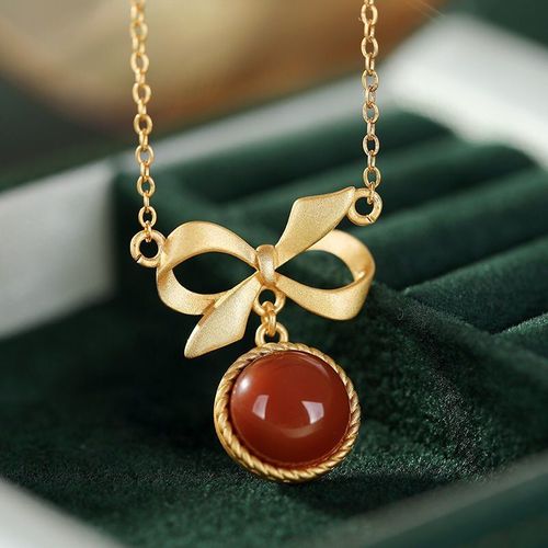 Pendentif En Argent Sterling S925, Collier Avec N¿Ud Incrusté, Naturel, Rouge Du Sud, Bijoux Simples, De Tempérament Et Personnalisés