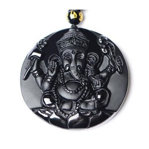 Pendentifs En Obsidienne Noire Naturelle Sculptée, Éléphant Ganesh, Collier Gratuit, Pierre Fine, Cristal, Amulette, Bijoux À La Mode Pour Homme Et Femme