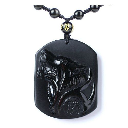 Pendentif Tête De Loup En Obsidienne Noire, Amulette, Collier Gratuit, Obsidienne, Bénédiction, Porte-Bonheur, Bijoux Pour Hommes