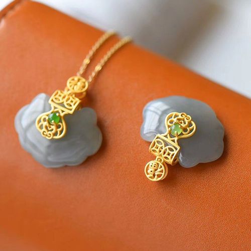 Collier Ruyi En Jade Gris Fumé, Pendentif En Argent Sterling, Style Chinois Classique, Chaîne Vintage