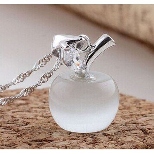 Collier En Argent Sterling 925 Véritable Pour Femmes, Livraison Gratuite, Collier Exclusif En Pierre De Lune «Apple» Pour Dames