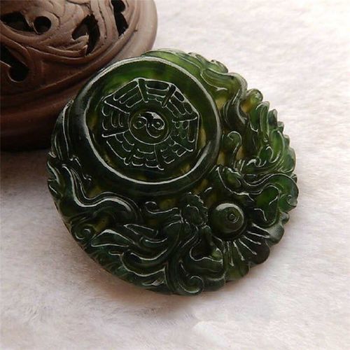 Jades Noir Naturel À La Mode, Pendentif Double Dragon Triffle Pour Hommes Et Femmes