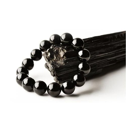 Bracelet En Pierre De Tourmaline Noire, 100% Pur Cristal Naturel, Bracelet En Pierre D'énergie, Bijoux À La Mode Pour Hommes Et Femmes, 12mm