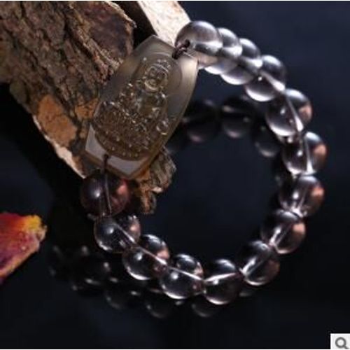 Bracelet En Obsidienne Noire Naturelle De Haute Qualité, Bouddha Sculpté, Perles Rondes Porte-Bonheur Pour Femmes Et Hommes, Bijoux Jad E