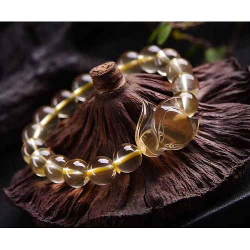 Bracelets En Cristal Naturel Jaune Pour Femmes Et Filles, Perles De 8mm Avec Renard, Bijoux Tendance, Cadeaux, Vente En Gros