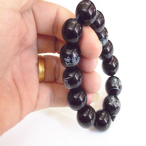 Bracelet Mala De Prière Tibétaine En Cristal Naturel Pour Femme, 16mm, Obsidienne, Lotus, Bouddha, Perles, Bijoux Bouddhistes