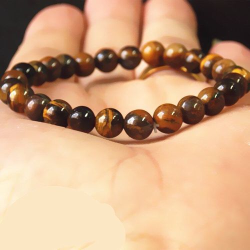 Bracelet Mala Tibétain En Cristal Naturel Pour Femmes, Perles D'oeil Jaunes, Bijoux Bouddhistes, Prière De Bouddha, 6mm
