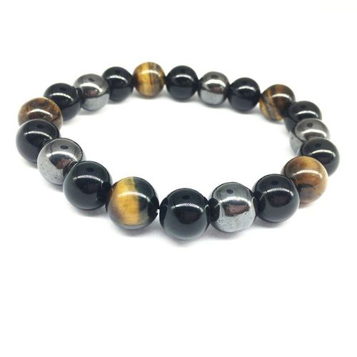 Bracelet En Pierre Naturelle Oeil De Tigre, Hématite Et Obsidienne Noire, Bijoux Énergétiques Pour Femmes, Cadeau, Livraison Gratuite
