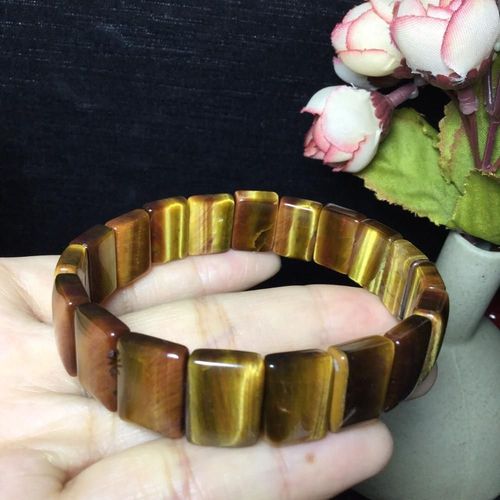 Bracelet En Pierre Naturelle Oeil De Tigre, Rangée De Main Carrée, Ficelle En Bois, Carte Main Oeil De Tigre, Transfert De Fortune Florissant