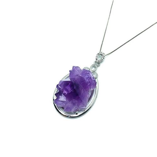 Collier Avec Pendentif En Pierre D'améthyste Lavande Naturelle, Bijoux Pour Femmes, Accessoires Créatifs, Vente En Gros