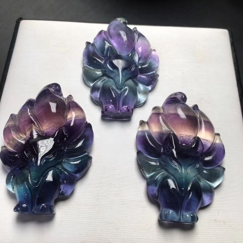 Pendentif Renard En Fluorite Naturelle, Collier, Fée, Mariage, Amitié, Renard, Homme Et Femme, À Neuf Queues, Ornements En Cristal, Cadeau