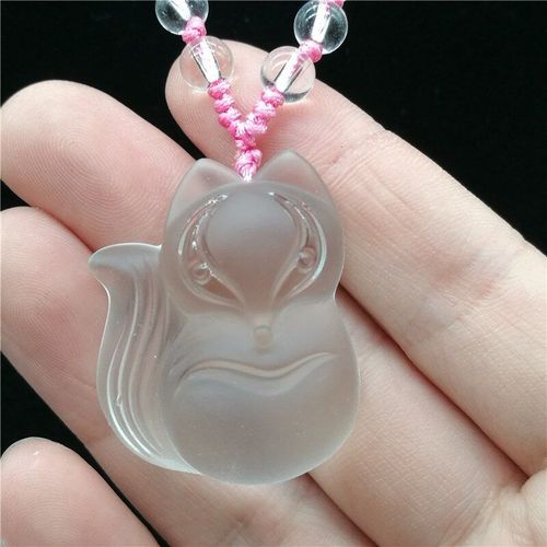 Pendentif Renard En Cristal Blanc Naturel, Collier Pour Attirer Les Fleurs De Pêche, Mariage, Esprit Renard, Transfert De Bijoux, Cadeau