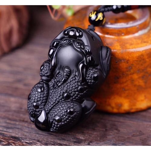 Pi Xiu Pendentif En Obsidienne, Collier En Cristal Naturel Poli Pixiu Maléfique Pour Hommes Et Femmes