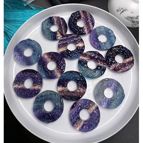 Pendentif En Fluorite Double Pixiu, Couleur Naturelle, Pour Hommes Et Femmes, Protection Contre Les Mauvais Esprits, Bijoux Sûrs