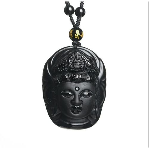 Pendentif En Obsidienne Naturelle Guanyin Tête, Collier En Cristal, Bijoux Fins Pour Hommes Et Femmes, Cadeaux Pour Femmes, Vente En Gros