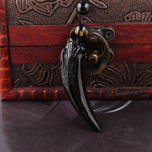 Pendentif Tête De Loup Obsidienne Noire, Livraison Directe, Amulette, Collier Obsidienne Gratuit, Bénédiction, Porte-Bonheur, Bijoux Pour Hommes