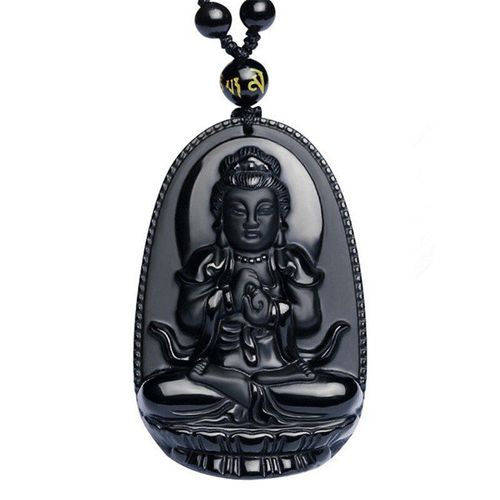Pendentif Bouddha En Obsidienne Noire Naturelle Sculptée, Amulette Porte-Bonheur Pour Femmes Et Hommes, Bijoux En Pierre D'énergie, Cadeau De Guérison Reiki
