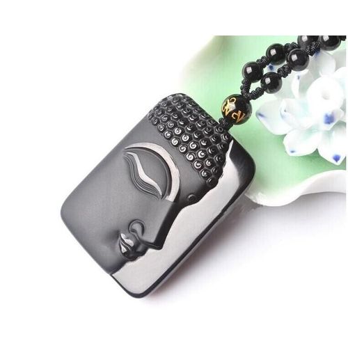 Collier Vintage En Obsidienne, Pendentif Tête De Bouddha Noir, Bijoux Pour Femmes Et Hommes, Livraison Directe