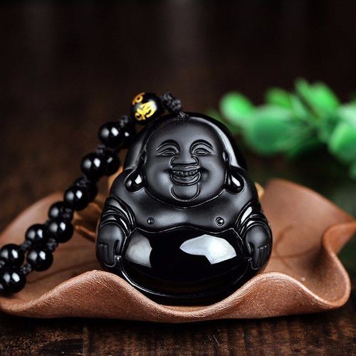 Pendentif En Obsidienne Noire Naturelle De Haute Qualité, Bouddha Sculpté, Amulette Porte-Bonheur, Collier, Bijoux En Jades Pour Hommes