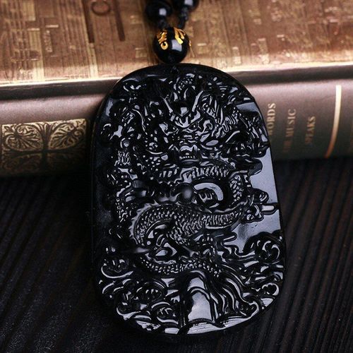 Pendentif En Obsidienne Noire Naturelle Unique, Collier Porte-Bonheur, Amulette, Pour Femmes Et Hommes, Bijoux En Jades, Livraison Directe