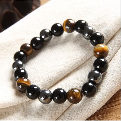 Bracelets En Pierre Naturelle Pour Hommes Et Femmes, Perles De 10mm, ¿Il De Tigre Noir Obsidienne Et Hématite
