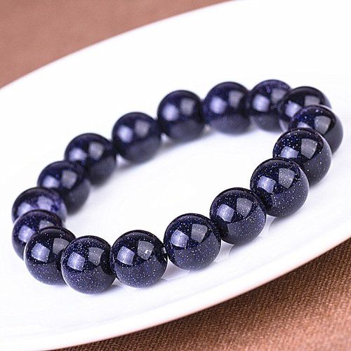Bracelet Élastique En Pierre Naturelle Pour Hommes, Extensible, Bleu, Or, Sable, Bijoux À La Mode, Perles Rondes En Verre