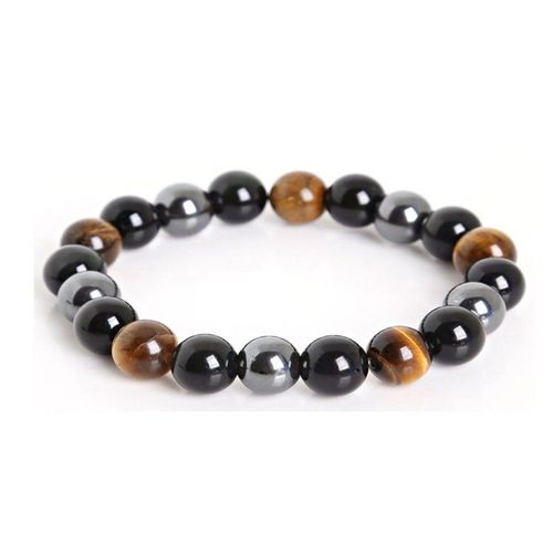 Bracelets En Pierre Naturelle Pour Hommes Et Femmes, Perles De 10mm, Obsidienne Noire, ¿Il De Tigre Et Hématite