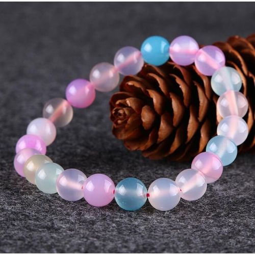 Bracelet En Agate Rose Pour Femmes, Perles De Jade, Simple Cercle, Cristal Naturel, Couleur Bonbon, Bijoux À Main, Vente En Gros