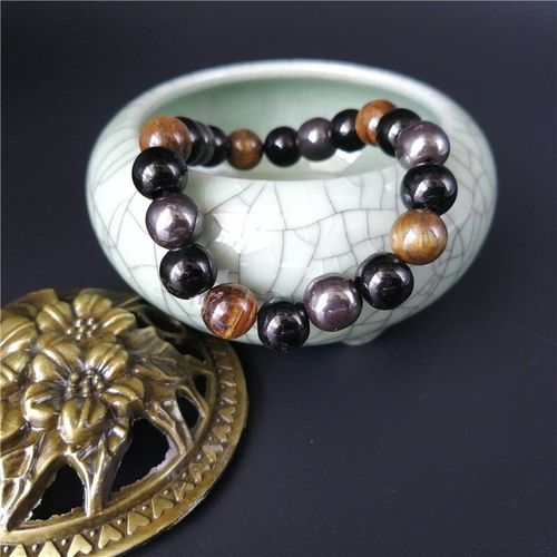 Bracelets En Pierre Naturelle Pour Hommes Et Femmes, Perles De 10mm, ¿Il De Tigre Noir Obsidienne Et Hématite, Bijoux En Cristal