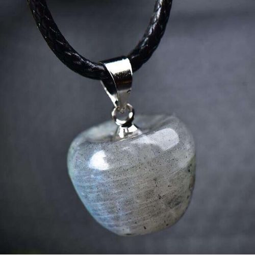 Pendentif Pomme En Forme De Clair De Lune Gris Naturel, Petit Fruit De Bonne Augure, Pull De Dame, Feldspar En Cristal, Bijoux, Article, Cadeau