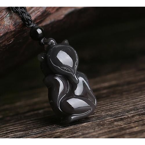 Pendentif En Obsidienne De Glace Renard, Cristal Naturel, Ornement De Chaîne De Pull, Collier Pour Hommes Et Femmes