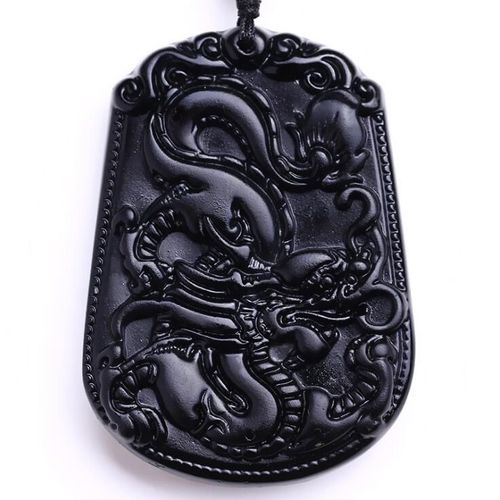 Pendentif Obsidienne Du Dragon Du Zodiaque, En Obsidienne Naturelle, Porte-Bonheur, 12 Signes Du Zodiaque, Bonne Garantie De Paix, Collier Cadeau Pour Hommes Et Femmes