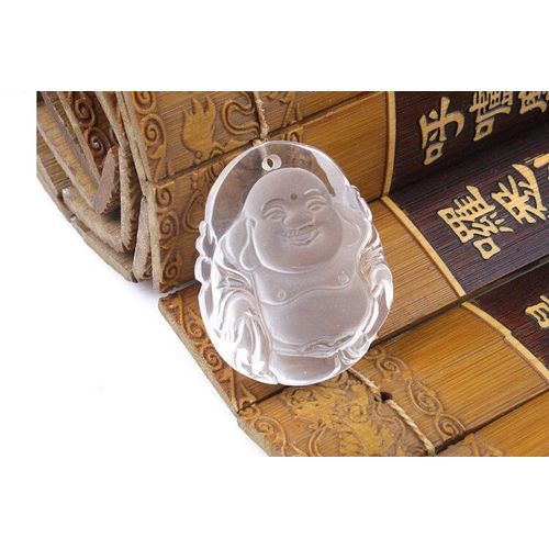 Pendentif Ventre De Bouddha En Cristal Blanc Naturel Pour Femmes, Sculpture Tropicale, Mode, Livraison Gratuite
