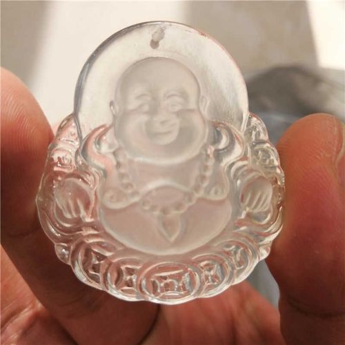 Pendentif Tête De Bouddha En Pierre De Cristal Blanc Naturel, Pendentif Mode Homme Femme + Corde Libre