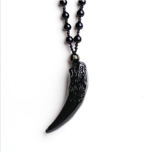 Pendentif Tête De Loup Obsidienne Noire, Livraison Directe, Amulette, Collier Obsidienne Gratuit, Bénédiction, Porte-Bonheur, Bijoux Pour Hommes