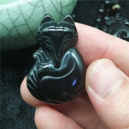 Collier En Pierre D'obsidienne Naturelle Noire, Pendentif Renard Porte-Bonheur À Neuf Queues, Bijoux À La Mode Pour Femmes Et Hommes, Vente En Gros