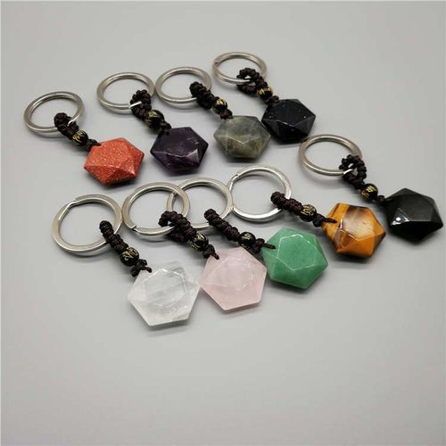 Porte-Clés En Pierre De Quartz Naturel, 1 Pièce, Pendentif En Cristal Rose, Accessoires De Sac À La Mode