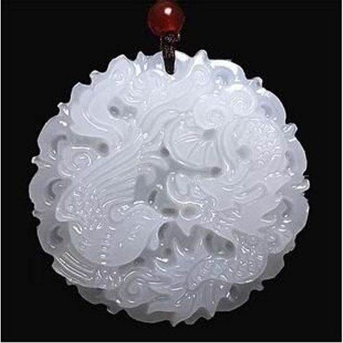 Pendentif Dragon Et Phénix, Pierre Blanche 100% Naturelle, Sculpté À La Main, Vintage, Chinois, Prix De Gros, Livraison Gratuite