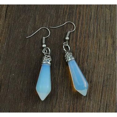 Boucles D'oreilles Pendentif En Pierre Naturelle, Livraison Gratuite, Europe Et États-Unis, Six Prismes, Goutte D'oreille Opale Et Pierre De Lune