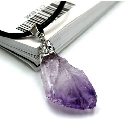Pendentif En Améthyste Naturelle, 1 Pièce, Quartz, Cristal, Chakra, Pierre De Guérison, Pendentif De Mode, Décoration De Couple, Cadeau À Faire Soi-Même