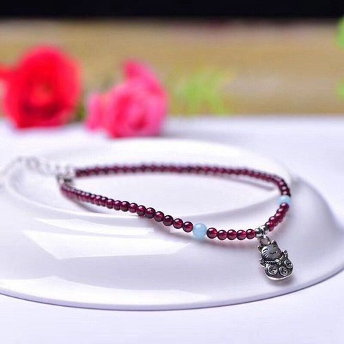 Bracelet De Cheville En Grenat Naturel, Cercle Unique, Accessoires Pour Chat Zhaocai, Bricolage, Ornements Tissés À La Main De 3mm